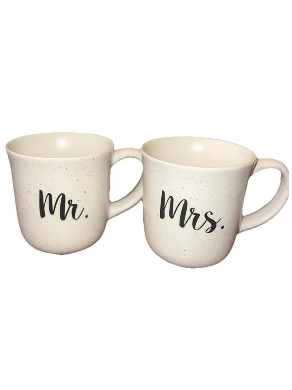 At Home Honeybloom Farmhouse Speckled Stoneware Mr. & Mrs. Mugs Set